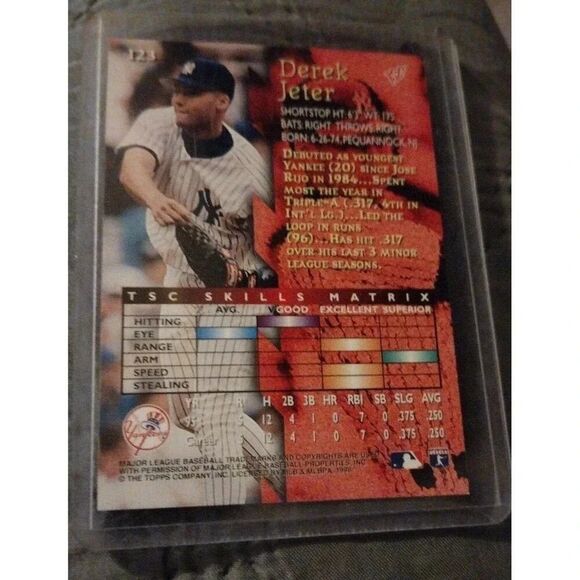 Derek Jeter RC Rookie Card 1996 Topps Stadium Club TSC #123 New York Yankees HOF - Picture 2 of 2